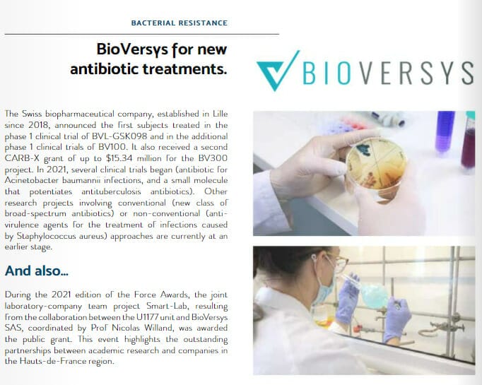bioversys for new antibiotic treatments pasteur lille annual report